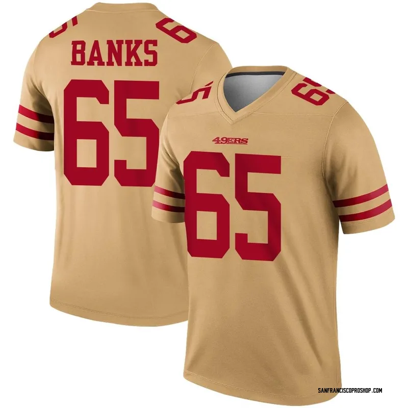 Aaron Banks 65 San Francisco 49Ers Super Bowl LVII Men Game Jersey- Scarlet  - Bluefink