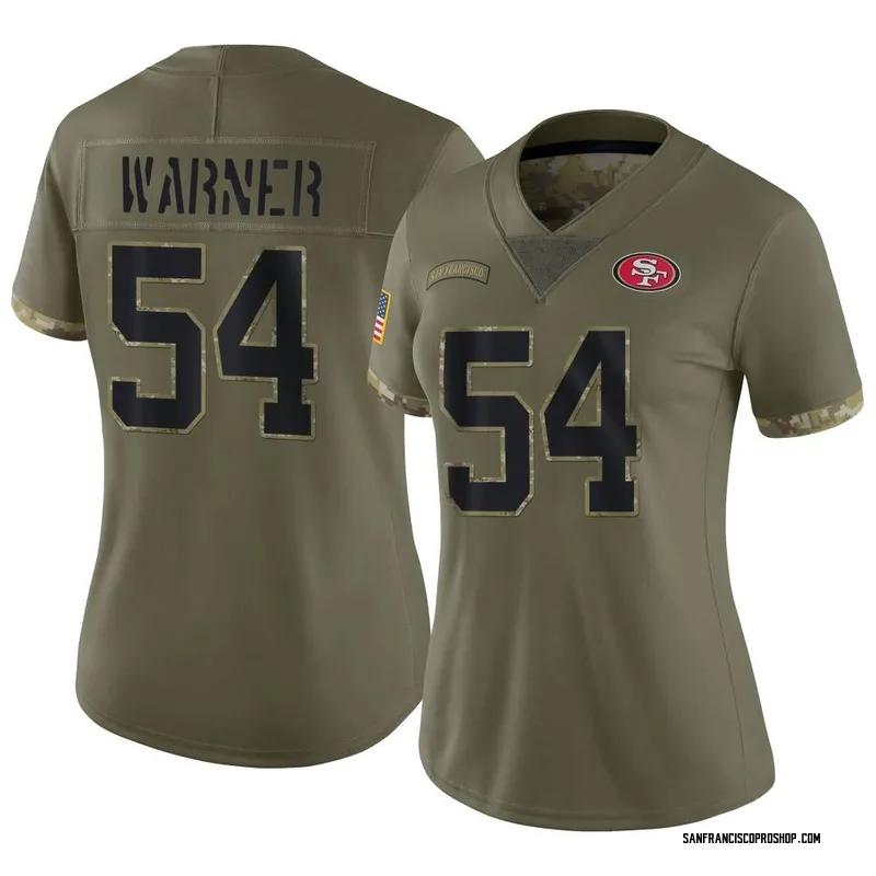 Women San Francisco 49ers Jersey Fred Warner Limited Salute to Service 2017  Olive