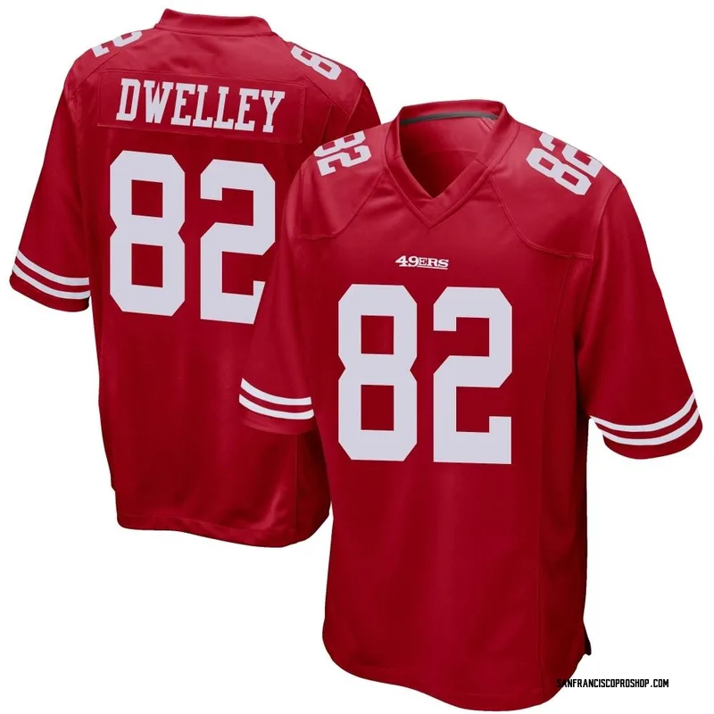 Red Men's Ross Dwelley San Francisco 49ers Game Team Color Jersey