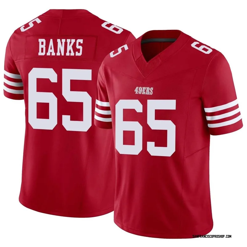 Aaron Banks 65 San Francisco 49Ers Super Bowl LVII Men Game Jersey- Scarlet  - Bluefink