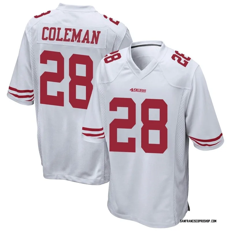 Tevin Coleman 28 San Francisco 49Ers Super Bowl LVII White Men Game Jersey  - Bluefink